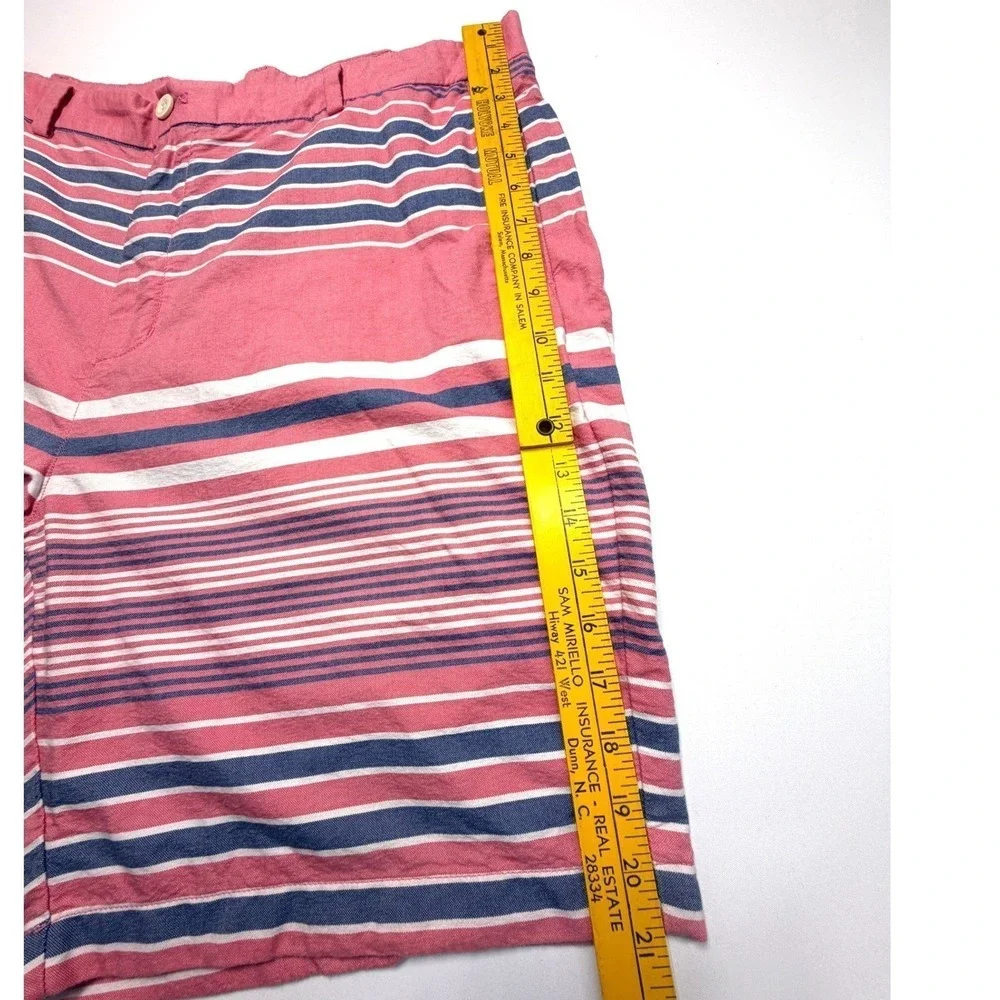 Vineyard Vines Breaker Shorts Mens 42 Pink Blue Striped Cotton Chino